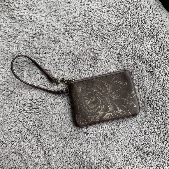 Coach Wristlet w silver floral pattern - Picture 2 of 4